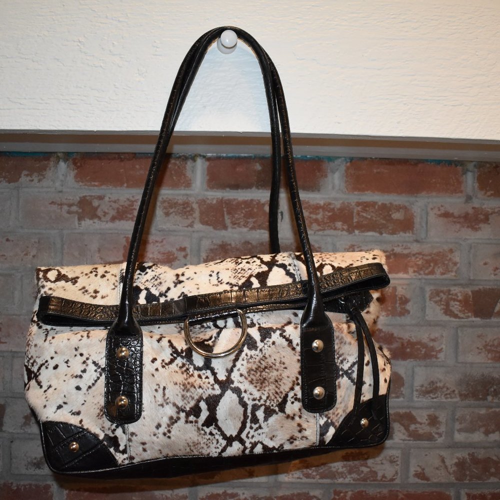 ON SALE!  Maurizio Taiuti Genuine Leather and Calf Hair Bag